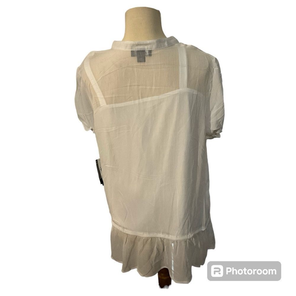 Ab Studio Sheer White Blouse. Nwt Large — image 4 of 4